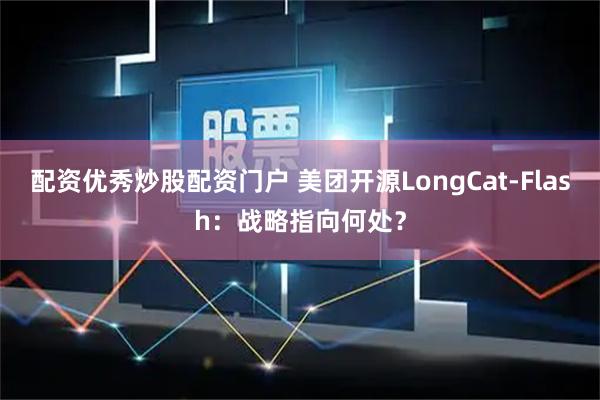 配资优秀炒股配资门户 美团开源LongCat-Flash：战略指向何处？