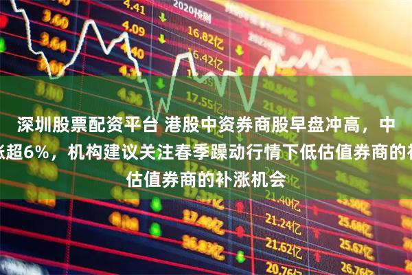 深圳股票配资平台 港股中资券商股早盘冲高，中州证券涨超6%，机构建议关注春季躁动行情下低估值券商的补涨机会